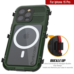 iPhone 16 Pro Metal Extreme 2.0 Series Aluminum Waterproof Case IP68 W/Buillt in Screen Protector [Dark-Green]