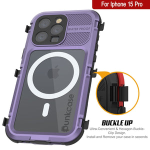 iPhone 16 Pro Metal Extreme 2.0 Series Aluminum Waterproof Case IP68 W/Buillt in Screen Protector [Purple]