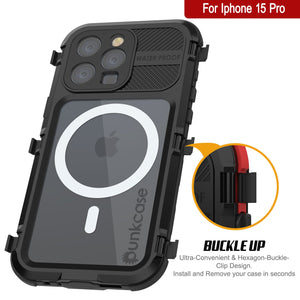 iPhone 16 Pro Metal Extreme 2.0 Series Aluminum Waterproof Case IP68 W/Buillt in Screen Protector [Black]