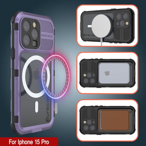 iPhone 16 Pro Metal Extreme 2.0 Series Aluminum Waterproof Case IP68 W/Buillt in Screen Protector [Purple]