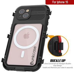 iPhone 16 Metal Extreme 2.0 Series Aluminum Waterproof Case IP68 W/Buillt in Screen Protector [Black]