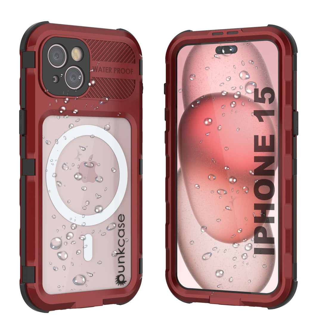 iPhone 16 Metal Extreme 2.0 Series Aluminum Waterproof Case IP68 W/Buillt in Screen Protector [Red-Black]