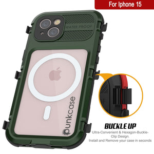 iPhone 16 Metal Extreme 2.0 Series Aluminum Waterproof Case IP68 W/Buillt in Screen Protector [Dark-Green]