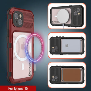 iPhone 16 Metal Extreme 2.0 Series Aluminum Waterproof Case IP68 W/Buillt in Screen Protector [Red-Black]