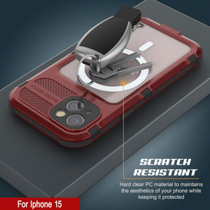 iPhone 16 Metal Extreme 2.0 Series Aluminum Waterproof Case IP68 W/Buillt in Screen Protector [Red-Black]