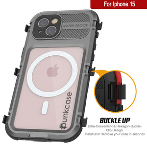 iPhone 16 Metal Extreme 2.0 Series Aluminum Waterproof Case IP68 W/Buillt in Screen Protector [Silver]