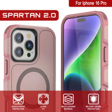 Load image into Gallery viewer, PunkCase iPhone 16 Pro Case, [Spartan 2.0 Series] Clear Rugged Heavy Duty Cover W/Built in Screen Protector [pink]
