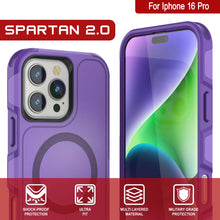 Load image into Gallery viewer, PunkCase iPhone 16 Pro Case, [Spartan 2.0 Series] Clear Rugged Heavy Duty Cover W/Built in Screen Protector [purple]
