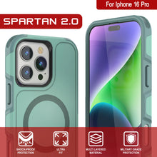 Load image into Gallery viewer, PunkCase iPhone 16 Pro Case, [Spartan 2.0 Series] Clear Rugged Heavy Duty Cover W/Built in Screen Protector [teal]
