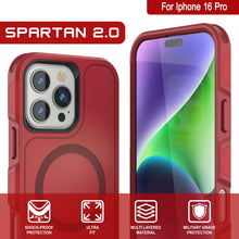 Load image into Gallery viewer, PunkCase iPhone 16 Pro Case, [Spartan 2.0 Series] Clear Rugged Heavy Duty Cover W/Built in Screen Protector [red]
