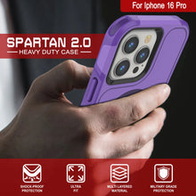 Load image into Gallery viewer, PunkCase iPhone 16 Pro Case, [Spartan 2.0 Series] Clear Rugged Heavy Duty Cover W/Built in Screen Protector [purple]
