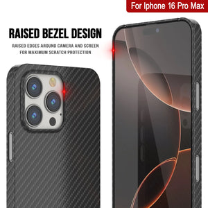 Punkcase iPhone 16 Pro Max Carbon Fiber Case [AramidShield Series] Ultra Slim & Light Kevlar [Black]