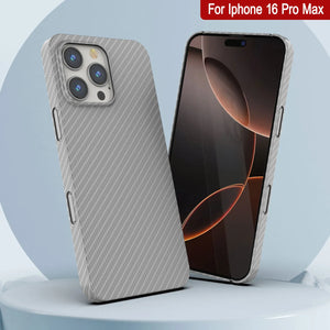 Punkcase iPhone 16 Pro Max Carbon Fiber Case [AramidShield Series] Ultra Slim & Light Kevlar [White]