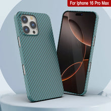 Load image into Gallery viewer, Punkcase iPhone 16 Pro Max Carbon Fiber Case [AramidShield Series] Ultra Slim &amp; Light Kevlar [Teal]
