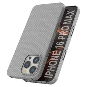 Punkcase iPhone 16 Pro Max Carbon Fiber Case [AramidShield Series] Ultra Slim & Light Kevlar [White]