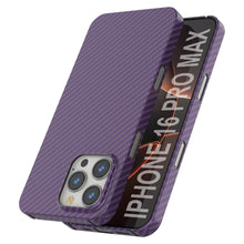 Load image into Gallery viewer, Punkcase iPhone 16 Pro Max Carbon Fiber Case [AramidShield Series] Ultra Slim &amp; Light Kevlar [Purple]
