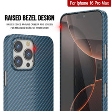 Load image into Gallery viewer, Punkcase iPhone 16 Pro Max Carbon Fiber Case [AramidShield Series] Ultra Slim &amp; Light Kevlar [Blue]
