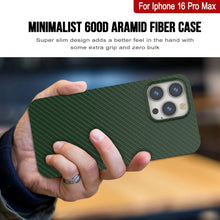 Load image into Gallery viewer, Punkcase iPhone 16 Pro Max Carbon Fiber Case [AramidShield Series] Ultra Slim &amp; Light Kevlar [Green]
