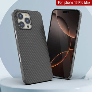 Punkcase iPhone 16 Pro Max Carbon Fiber Case [AramidShield Series] Ultra Slim & Light Kevlar [Black]