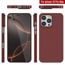 Load image into Gallery viewer, Punkcase iPhone 16 Pro Max Carbon Fiber Case [AramidShield Series] Ultra Slim &amp; Light Kevlar [Red]
