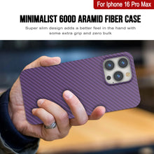 Load image into Gallery viewer, Punkcase iPhone 16 Pro Max Carbon Fiber Case [AramidShield Series] Ultra Slim &amp; Light Kevlar [Purple]
