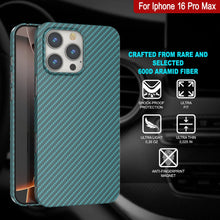 Load image into Gallery viewer, Punkcase iPhone 16 Pro Max Carbon Fiber Case [AramidShield Series] Ultra Slim &amp; Light Kevlar [Teal]
