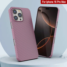 Load image into Gallery viewer, Punkcase iPhone 16 Pro Max Carbon Fiber Case [AramidShield Series] Ultra Slim &amp; Light Kevlar [Pink]
