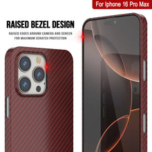 Load image into Gallery viewer, Punkcase iPhone 16 Pro Max Carbon Fiber Case [AramidShield Series] Ultra Slim &amp; Light Kevlar [Red]
