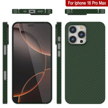 Load image into Gallery viewer, Punkcase iPhone 16 Pro Max Carbon Fiber Case [AramidShield Series] Ultra Slim &amp; Light Kevlar [Green]
