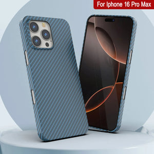 Punkcase iPhone 16 Pro Max Carbon Fiber Case [AramidShield Series] Ultra Slim & Light Kevlar [Blue]