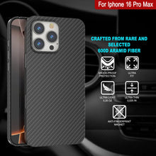 Load image into Gallery viewer, Punkcase iPhone 16 Pro Max Carbon Fiber Case [AramidShield Series] Ultra Slim &amp; Light Kevlar [Black]
