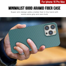 Load image into Gallery viewer, Punkcase iPhone 16 Pro Max Carbon Fiber Case [AramidShield Series] Ultra Slim &amp; Light Kevlar [Teal]
