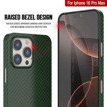 Load image into Gallery viewer, Punkcase iPhone 16 Pro Max Carbon Fiber Case [AramidShield Series] Ultra Slim &amp; Light Kevlar [Green]
