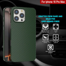 Load image into Gallery viewer, Punkcase iPhone 16 Pro Max Carbon Fiber Case [AramidShield Series] Ultra Slim &amp; Light Kevlar [Green]
