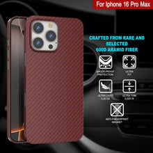 Load image into Gallery viewer, Punkcase iPhone 16 Pro Max Carbon Fiber Case [AramidShield Series] Ultra Slim &amp; Light Kevlar [Red]
