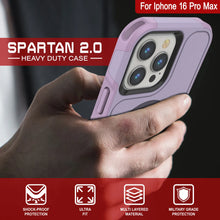 Load image into Gallery viewer, PunkCase iPhone 16 Pro Max Case, [Spartan 2.0 Series] Clear Rugged Heavy Duty Cover W/Built in Screen Protector [lilac]
