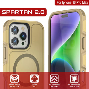 PunkCase iPhone 16 Pro Max Case, [Spartan 2.0 Series] Clear Rugged Heavy Duty Cover W/Built in Screen Protector [yellow]