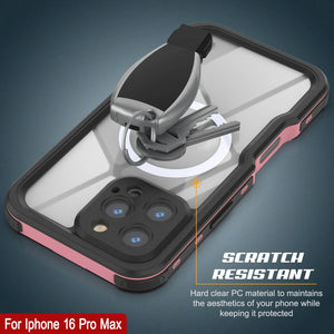 iPhone 16 Pro Max Waterproof IP68 Case, Punkcase [Pink] [StudStar Series] [Slim Fit] [Dirtproof]