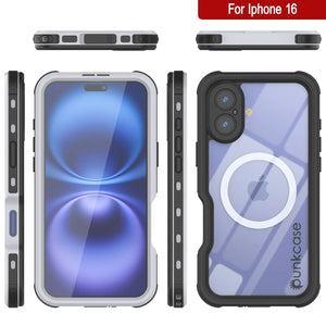 iPhone 16 Waterproof IP68 Case, Punkcase [White] [StudStar Series] [Slim Fit] [Dirtproof]