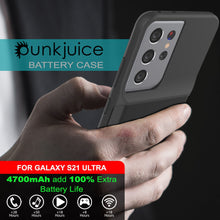 Load image into Gallery viewer, PunkJuice S21 Ultra Battery Case Black - Portable Charging Power Juice Bank with 4700mAh
