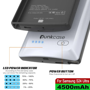 PunkJuice S24 Ultra Battery Case White - Portable Charging Power Juice Bank with 4500mAh