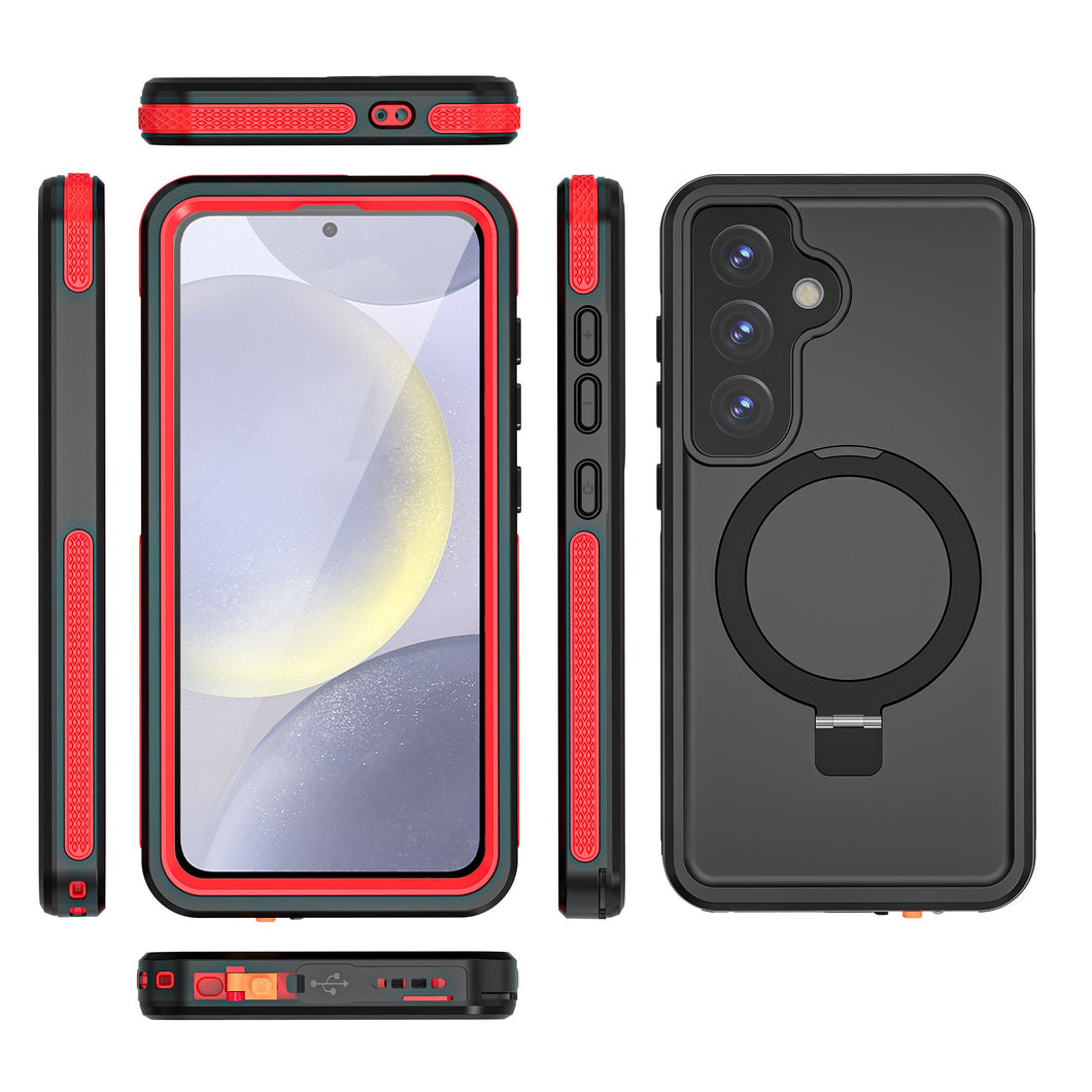 Galaxy S25 Waterproof Case [Kickstud 2.0 Series] Protective IP68 Cover W/Screen Protector & Kickstand [Red]