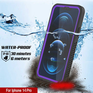 iPhone 14 Pro Waterproof Case, Punkcase [Extreme Series] Armor Cover W/ Built In Screen Protector [Purple]