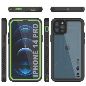 iPhone 14 Pro Waterproof Case, Punkcase [Extreme Series] Armor Cover W/ Built In Screen Protector [Light Green]