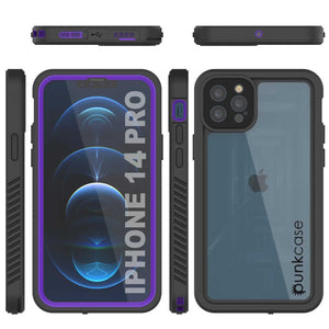 iPhone 14 Pro Waterproof Case, Punkcase [Extreme Series] Armor Cover W/ Built In Screen Protector [Purple]