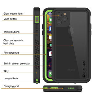 iPhone 12  Waterproof Case, Punkcase [Extreme Series] Armor Cover W/ Built In Screen Protector [Light Green]