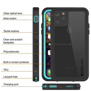 iPhone 12  Waterproof Case, Punkcase [Extreme Series] Armor Cover W/ Built In Screen Protector [Teal]