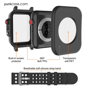 Punkcase Waterproof Case for Apple Watch Series 4 & 5 (44mm) (Black)