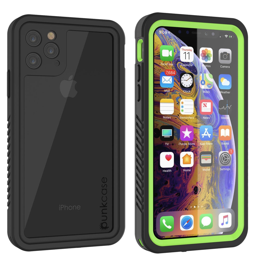 iPhone 12  Waterproof Case, Punkcase [Extreme Series] Armor Cover W/ Built In Screen Protector [Light Green]