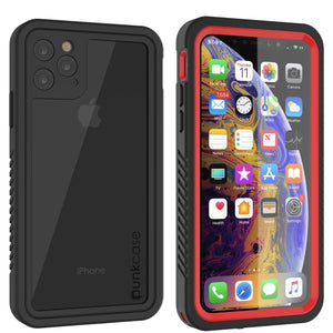 iPhone 12  Waterproof Case, Punkcase [Extreme Series] Armor Cover W/ Built In Screen Protector [Red]